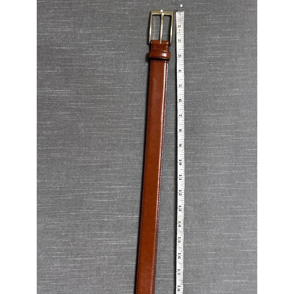 Jos A Bank Belt 38 Brown Leather Gold Buckle Classic Dress Business Casual
